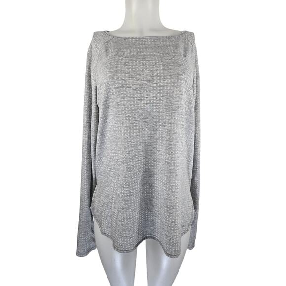 Victoria Secret Sport Gray Cut out Back Long Sleeve  Thumbholes Athletic Top L - Picture 1 of 6